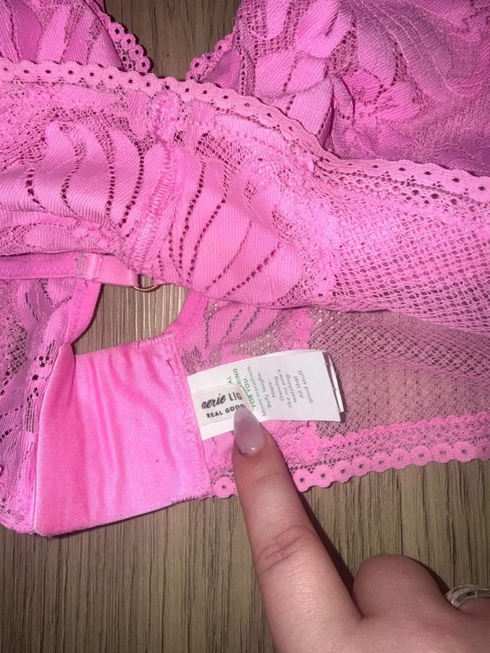 Aerie Real Good Hot Pink Floral Lace Lightly Lined Longline Bralette Large